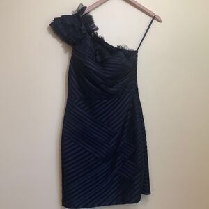 Gracia Wednesday Black Bandage Style Tulle One Shoulder Cocktail Formal Dress L